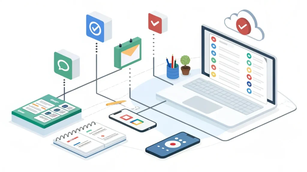 Zapier automating apps and Otter.ai transcribing meeting notes