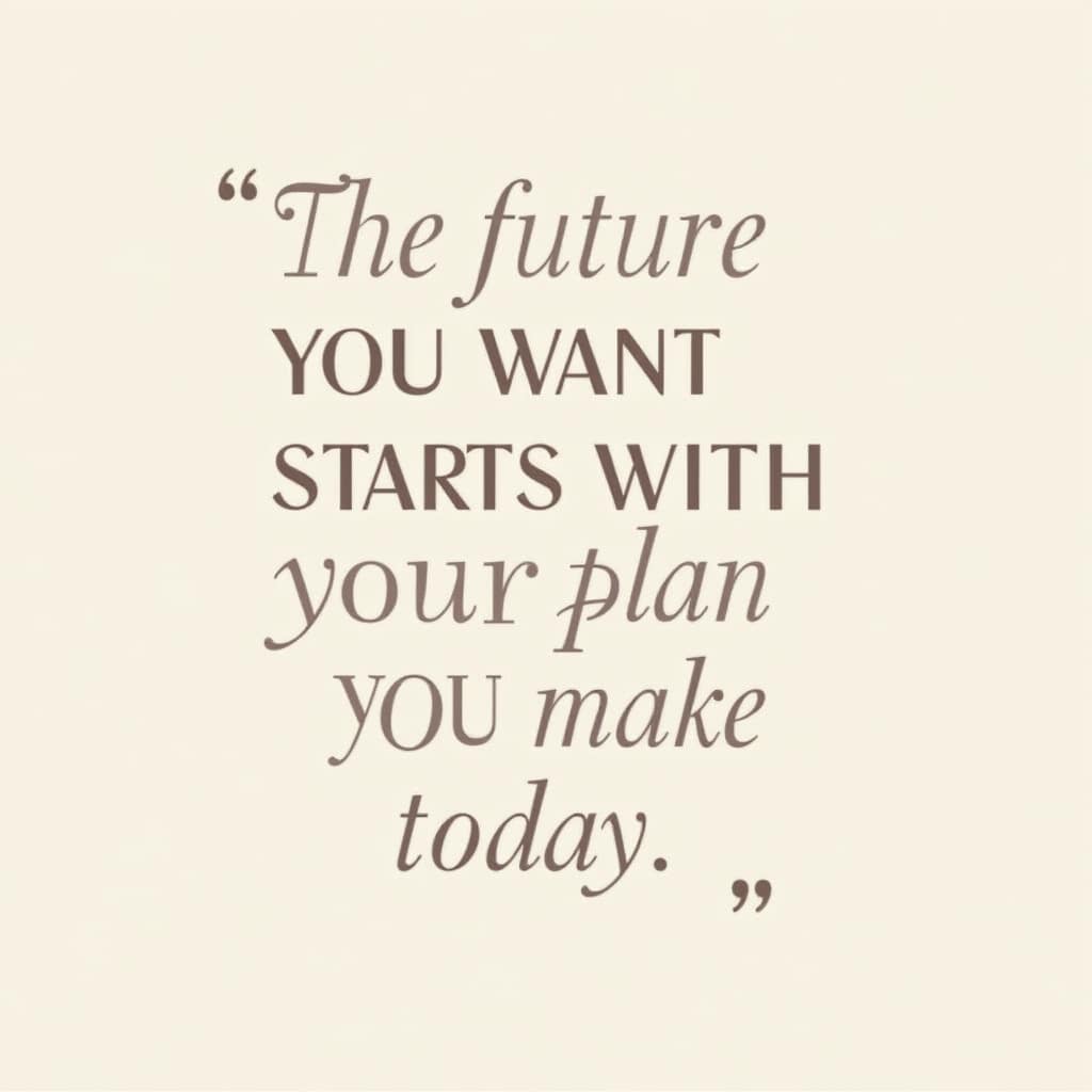 Motivational quote poster: “The future you want starts with the plan you make today.”