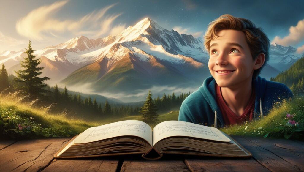 People Fail at Goals: Person visualizing long-term goals with open notebook in nature