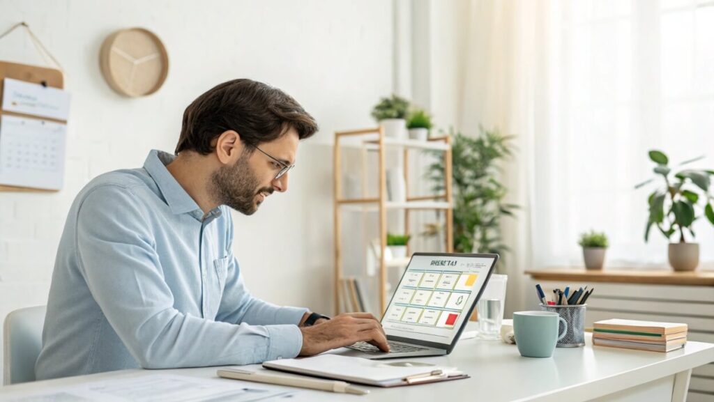 Man using AI calendar tool to plan his day